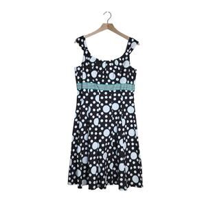 London Times Women's 14 Empire Waist A-Line Lined Dot Dress
